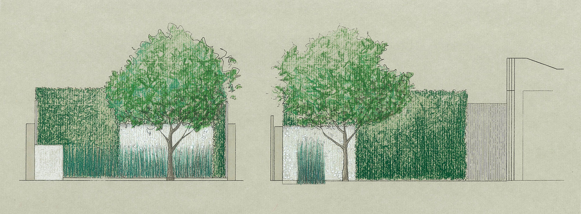 Fulham Courtyard drawing and plan - James Aldridge Landscape and Garden Design