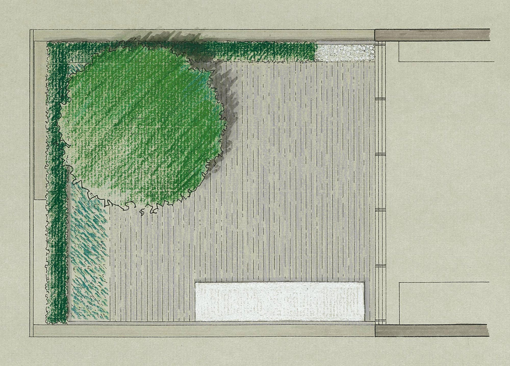 Fulham Courtyard drawing and plan - James Aldridge Landscape and Garden Design